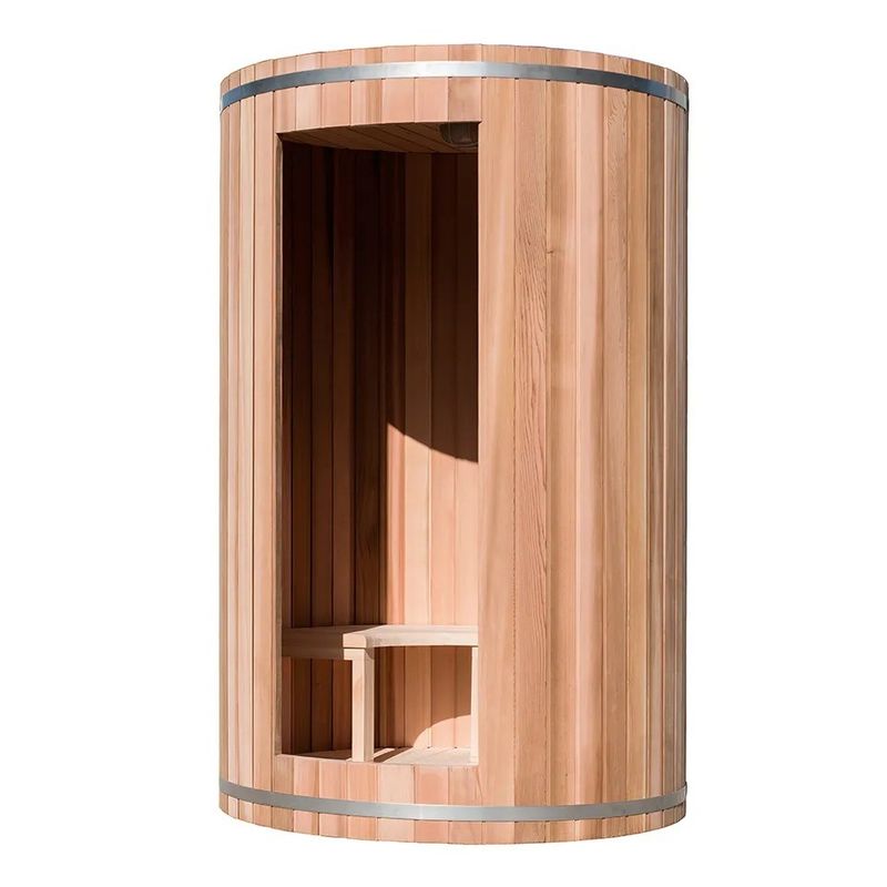 Buiten Sauna voor 2 personen van massief hout Traditionele vatsauna met 6 kW stoom en traditionele vormgeving