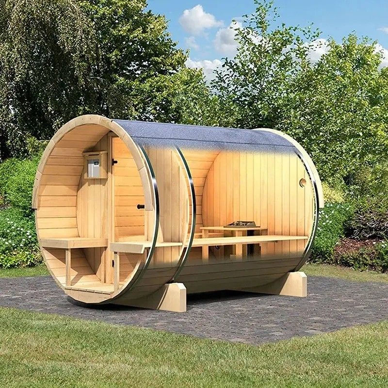 2025 Rode Ceder Massief Hout 2 Persoon Stoomsauna Ronde Houten Vaten Sauna voor buiten ontspanning en ontspannende ervaring