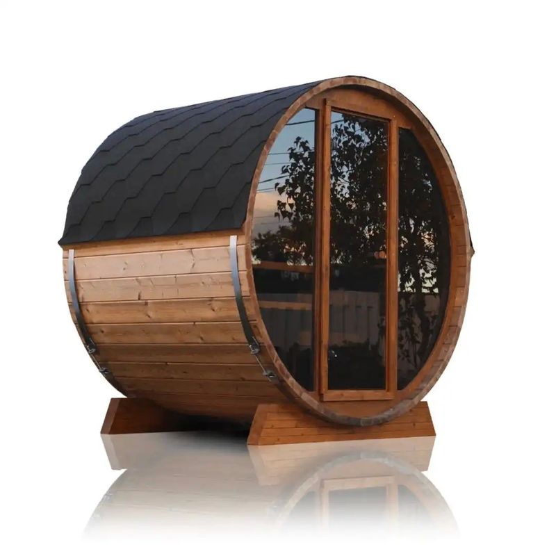 Roerramen 2-4 Persoons Hemlock Rood Ceder Barrel Sauna met 110V/220V Spanning en Stoomruimte