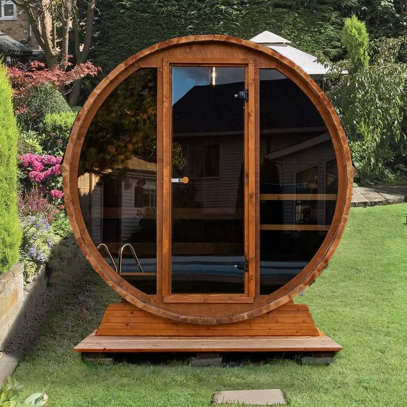Roerramen 2-4 Persoons Hemlock Rood Ceder Barrel Sauna met 110V/220V Spanning en Stoomruimte