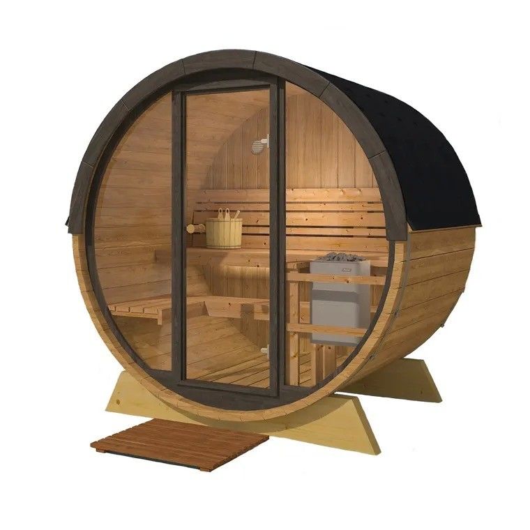 2025 Massief hout 4-6 Persoon Buiten Droog Stoom Sauna Hemlock Barrel Canadian Cedar Met Stove Hotel en CE Certificaat