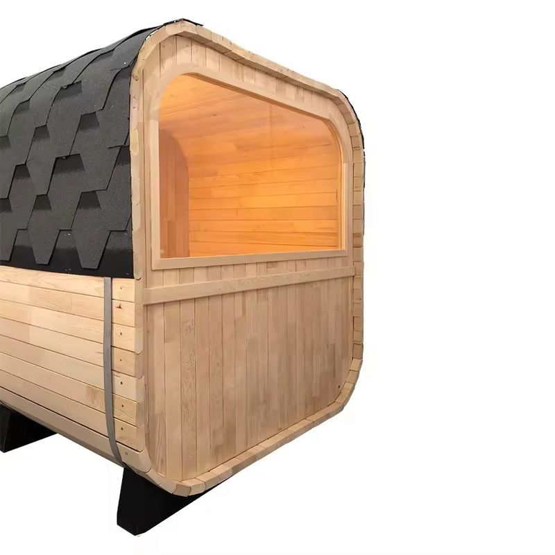 CE-certificaat Moderne design stijl Rode ceder droog stoom kubus Sauna kamer met kachel voor 4 personen Familie en buiten