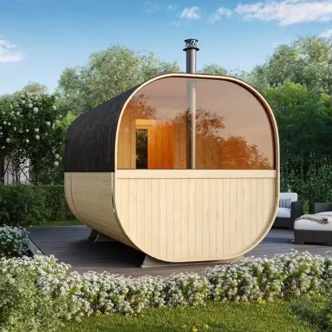 CE-certificaat Moderne design stijl Rode ceder droog stoom kubus Sauna kamer met kachel voor 4 personen Familie en buiten