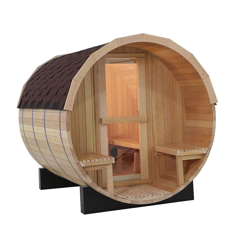 2021 Hot Selling Solid Wood Hemlock Sauna Verzadigde stoomsauna Populaire Outdoor Computer Eco Sauna Barrel Traditionele verzadigde stoomsauna Kamer/Rode Cederhout