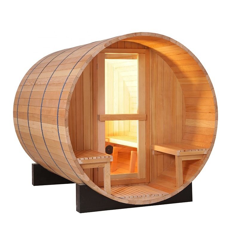 Moderne 3-4 Persoons Grenen/Canadese Hemlock/Rode Kamer Verwarmer Buiten Gebruik Mooie Sauna Ceder Vat Sauna Kamer Met Harvia Voor Familie