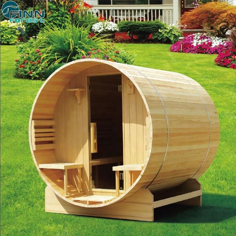 Traditionele Europese stijl 3-4 persoons ton sauna met Harvia sauna kachel Buiten gebruik Mooie sauna kamer voor familie Canadese den