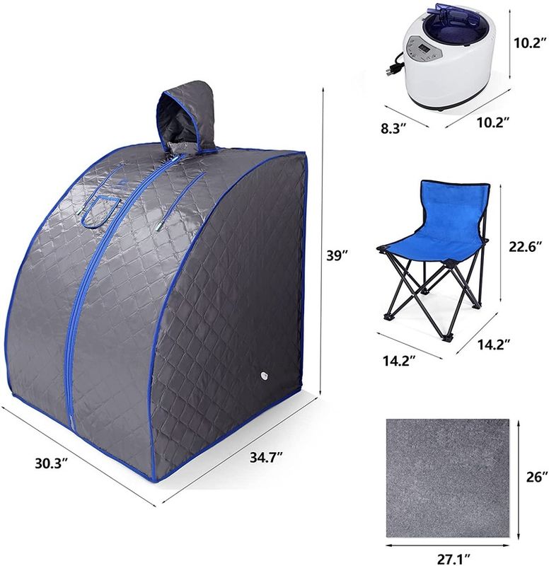 Moderne Draagbare Stoomsauna Voor Spa Thuis Lichtgewicht Persoonlijke Sauna Stoomgenerator Tent Met Afstandsbediening Binnen Stoom Bad