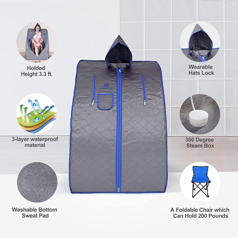 Moderne Draagbare Stoomsauna Voor Spa Thuis Lichtgewicht Persoonlijke Sauna Stoomgenerator Tent Met Afstandsbediening Binnen Stoom Bad