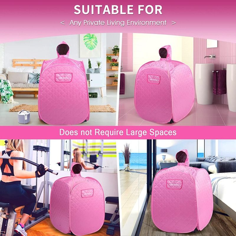 Lady Pink Draagbare Stoom Persoonlijke Europese Vrouwen Favoriete Sauna's Thuis Computer Bedieningspaneel Voor Detox Volledige Lichaam Sauna Met Stoel