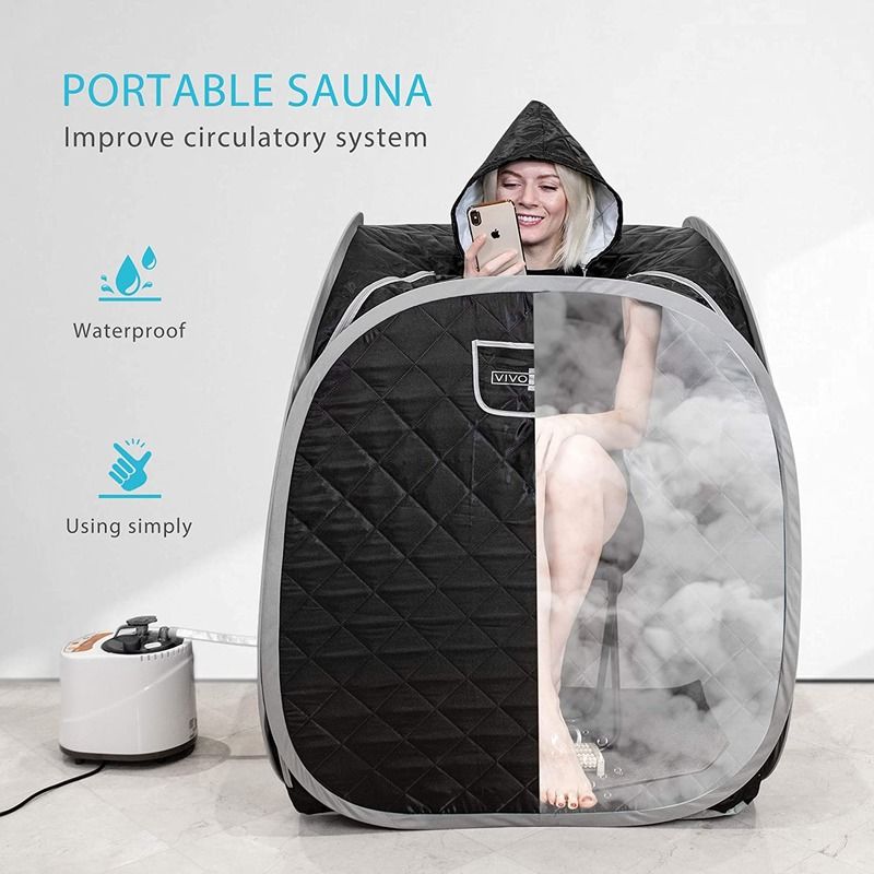 Moderne draagbare afstandsbediening Opvouwbare persoonlijke spa stoel Opvouwbare sauna stoombak Sauna spa tent Therapeutisch thuis Therapeutisch zwart